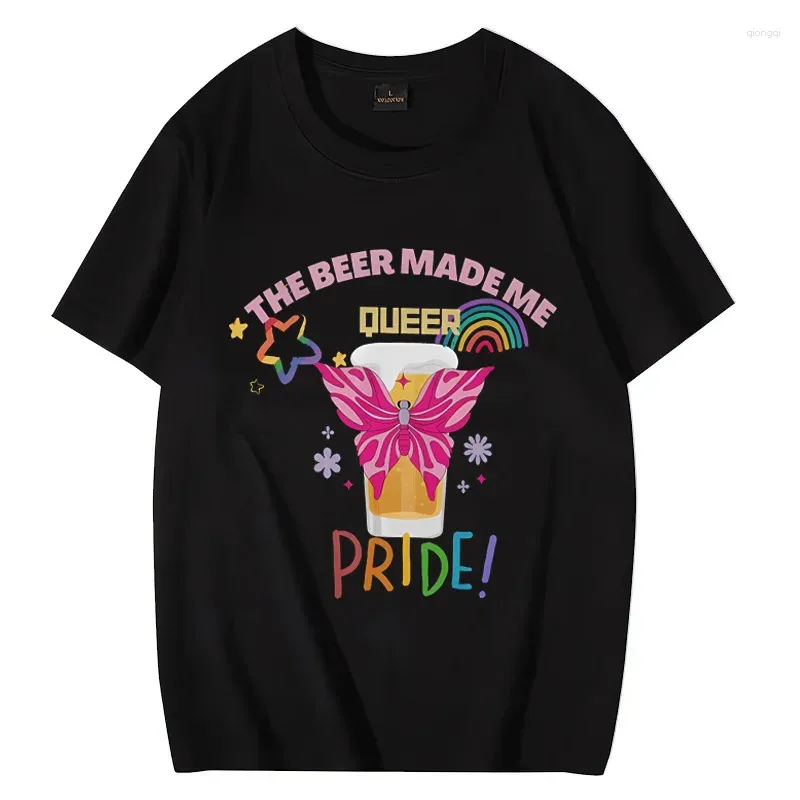 Men's T Shirts Queer Beer Men Women Graphics Shirt Summer Vintage Cool Street Hip Hop Tops Cotton Loose T-shirts Short Sleeve Unisex Tee