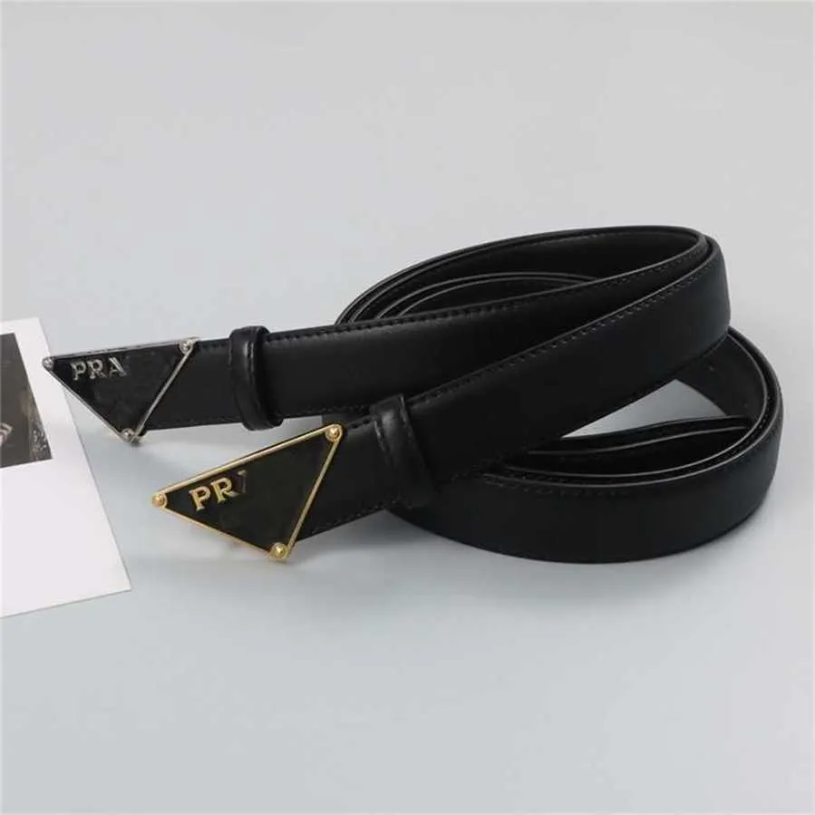 59% Designer P Family Inverted Triangle Letter Net Edition Genuine Leather Cowhide Thin Belt Paired with Jeans Shorts Men's and Women's Belts New