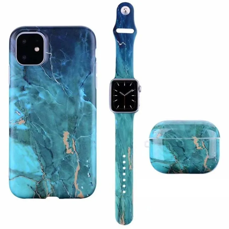 Tillbehör Telefonfodral för iPhone 11 12 Pro Max XS Max XR 7 8 Plus gummibandband Rem 38/40/42/44 för AirPods Pro Case Fran11ps