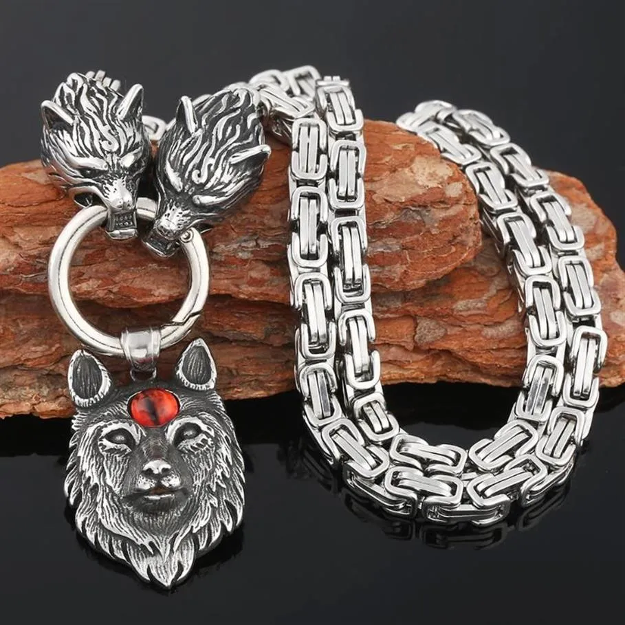 Anhänger Halsketten Wolf Halskette Männer Schmuck Nordische Wikinger Edelstahl Kette186H