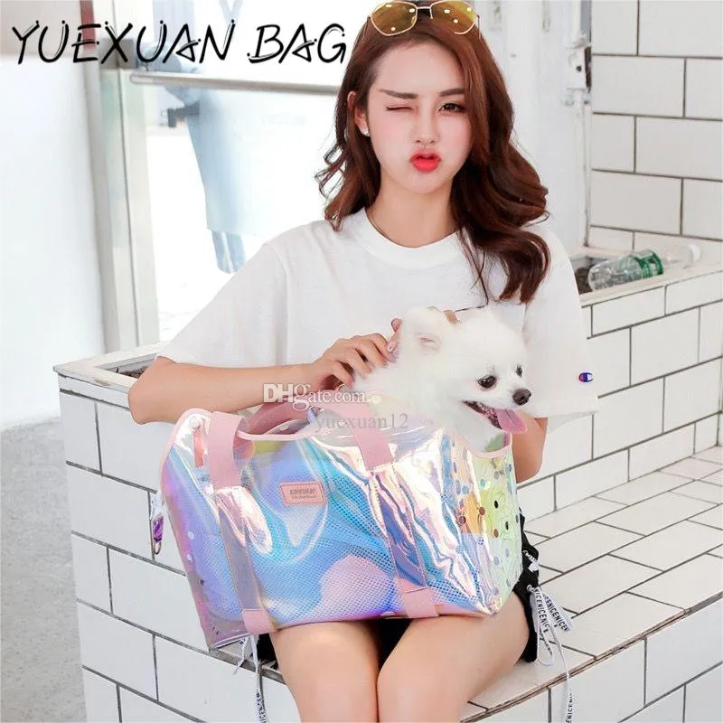 YUEXUAN Sac de créateur fait à la main coloré transparent pour animaux de compagnie, petit chien, chat, chiot, chaton, sac à main de voyage en plein air, sac à bandoulière en toile pour animaux de compagnie, sac fourre-tout de grande capacité