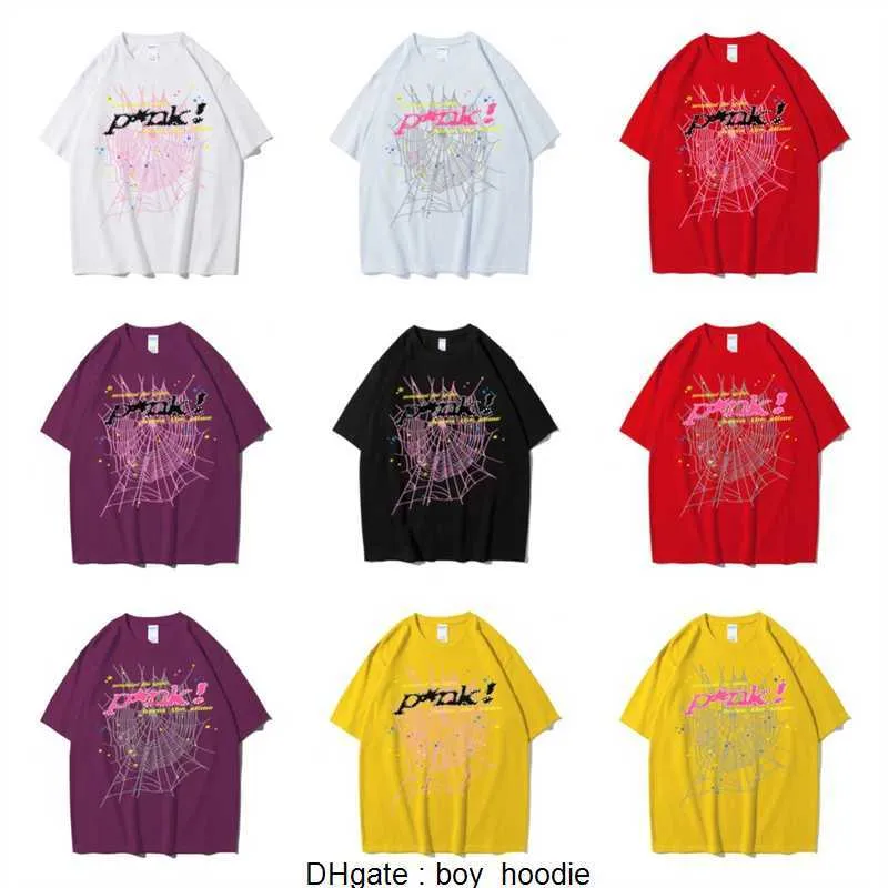 TSHIRTS SP5DER MENS KVINNS Högkvalitativ t-skjortor Fashion Letter Frame Tryckt Black Pink Men Spider T-shirt Bomull Cruc