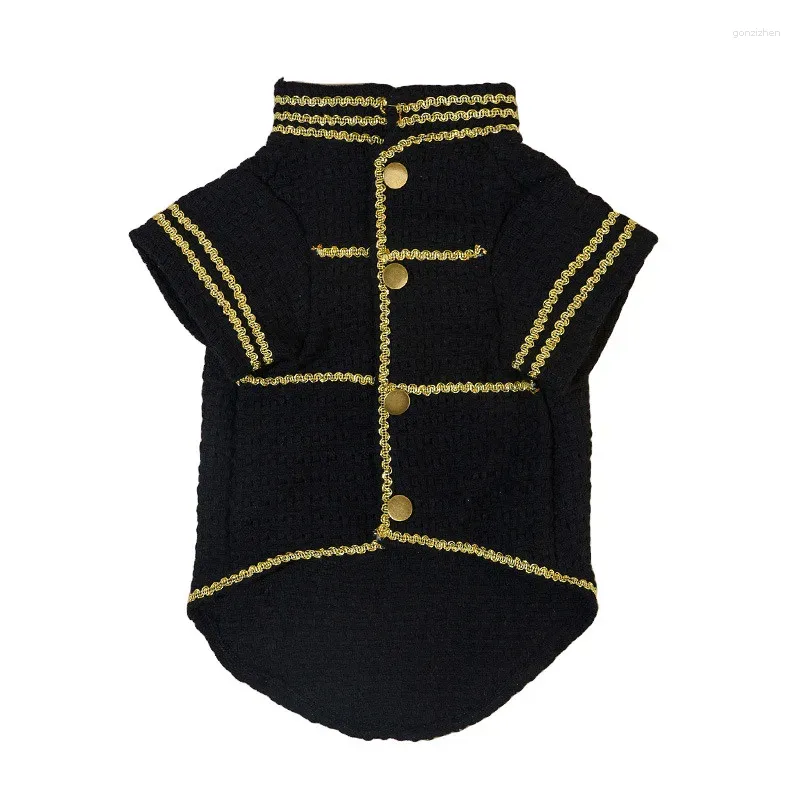 Abbigliamento per cani Abbigliamento per animali domestici per cani di piccola taglia Gatti Camicia con nastro in oro nero Abbigliamento per cuccioli Yorkies Chihuahua Outfit Fashion