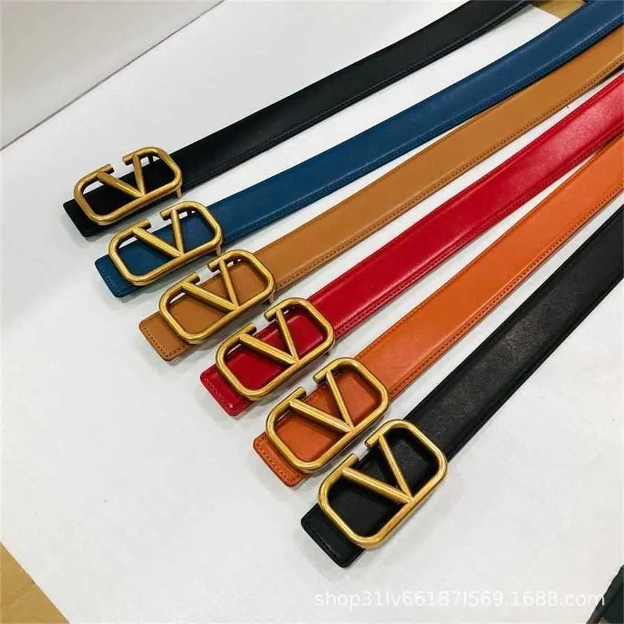 59% BELE DESIGNER NEW Women's Cowhide V Letter Smooth Buckle Fashion Simple Youth Pants Belt Women