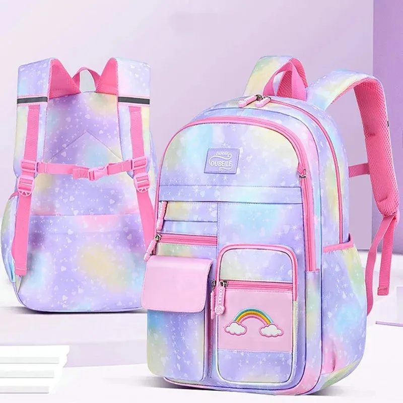 Skolans ryggsäck 1 klass 3 år söt färgglada väska för flickor vattentäta barn dagis liten 231229