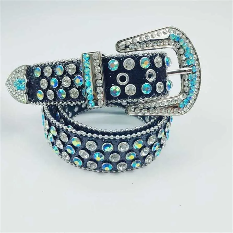 52% rabatt designer New Women's Ribbon Akryl Punk Color Pearlescent Water Diamond Three-Piece Style Spicy Girl Belt