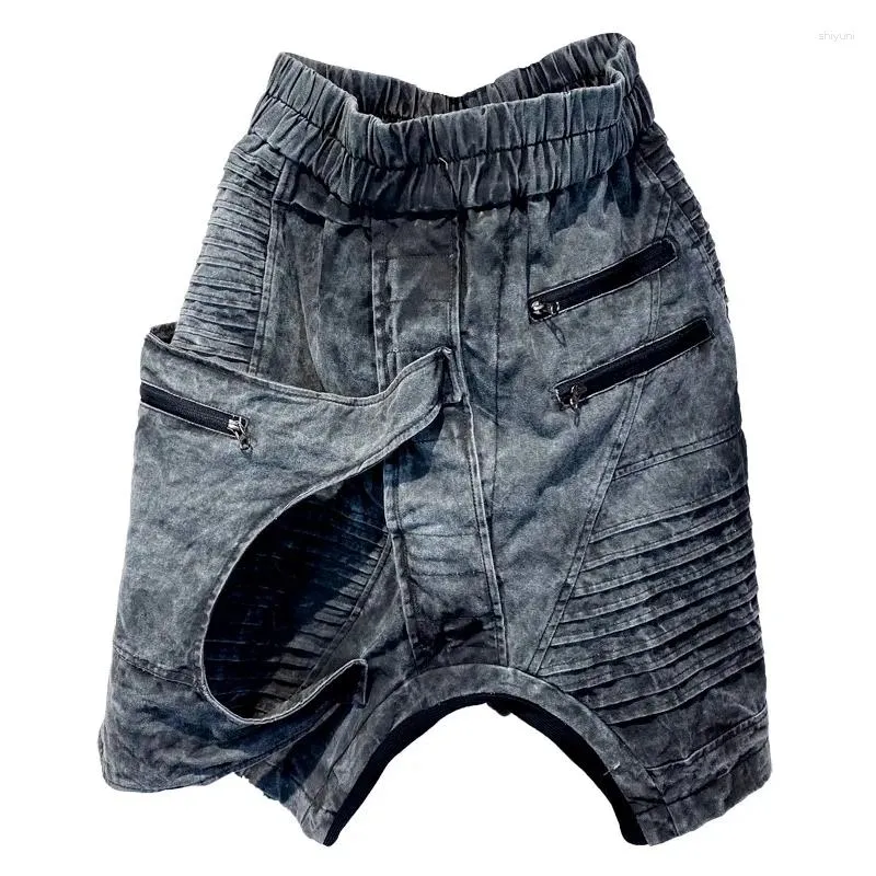 Shorts pour hommes Hommes Déconstruction symétrique Rétro Tie Dye Vieux Multi Poche Capris Vintage Genou Longueur Casual Taille Élastique Pantalon