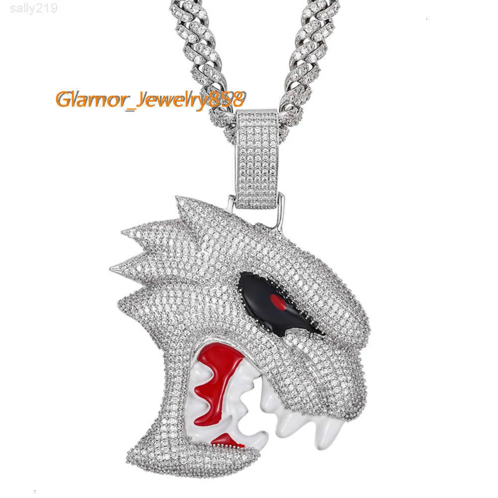 Moissanite 925 Diamond Leopard Head Necklace PendantDrop Shipping Custom Jewelry Hip Hop Wolf Head Pendant Necklace Silver 925 Custom Moissanite Pendant