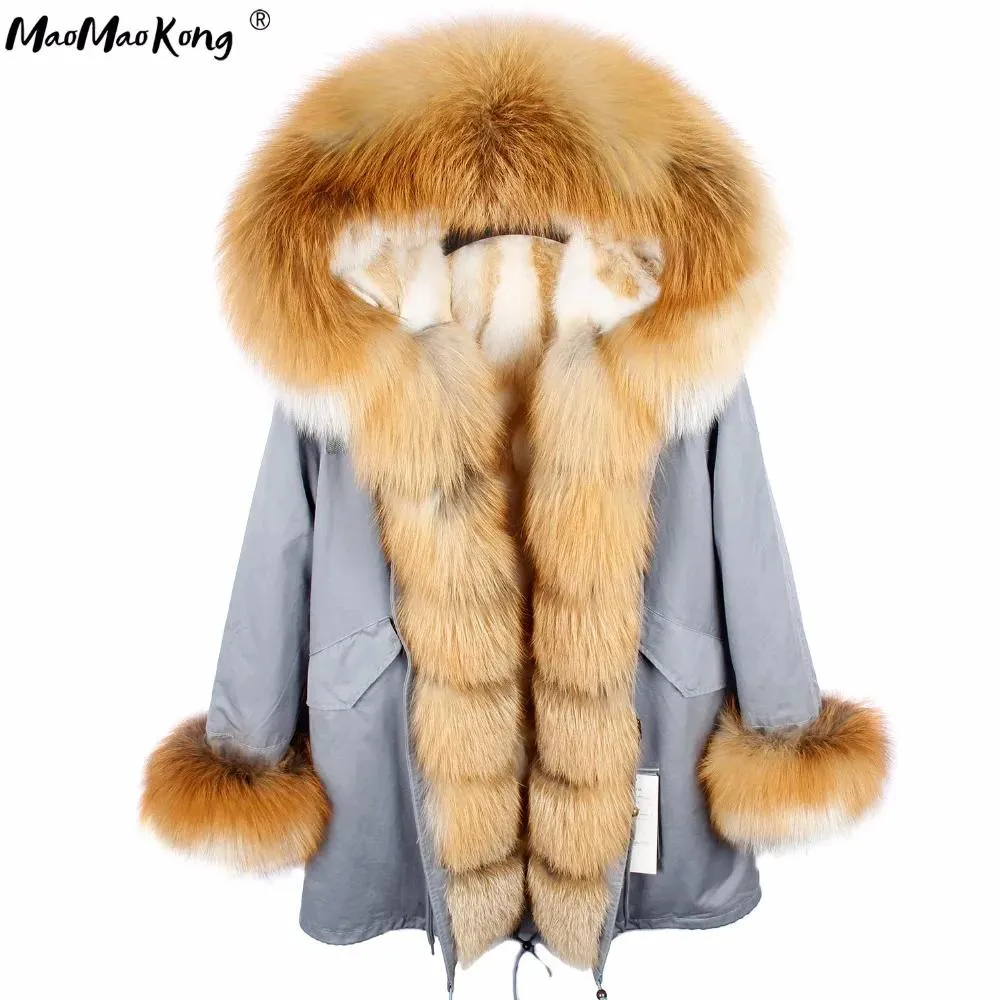Chaqueta De Invierno Para Mujer Parka Acolchada Con Cuello De Piel Sintética | D-434