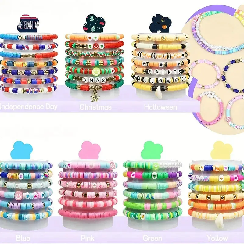 Clay Beads Bracelet Making Kit Friendship Flat Round Polymer Clay Beads Set  For Jewelry Making DIY Handmade Craft Gifts Supplies 231229 From Qiyue07,  $13.26