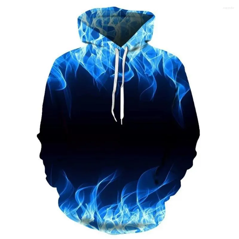 Erkek Hoodies Fashion Fire 3D Baskı Jumper Uzun Kollu Sokak Giyim Baggy Kapüşonlu Sweatshirt Kazak Üstler Kapşon Giysiler