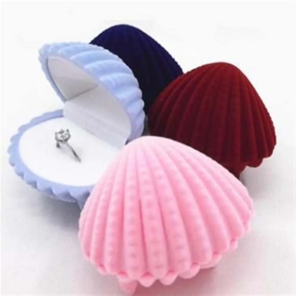 100 pz nuovo arrivo colori della miscela scatole regalo gioielli forma di conchiglia contenitore di gioielli orecchini collana scatole colore rosa345W