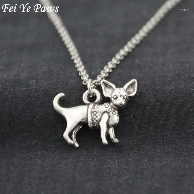 Hänge halsband antik silverfärg chihuahua hund rostfritt stål kedja halsband boho djur chocker modetillbehör juvele290b