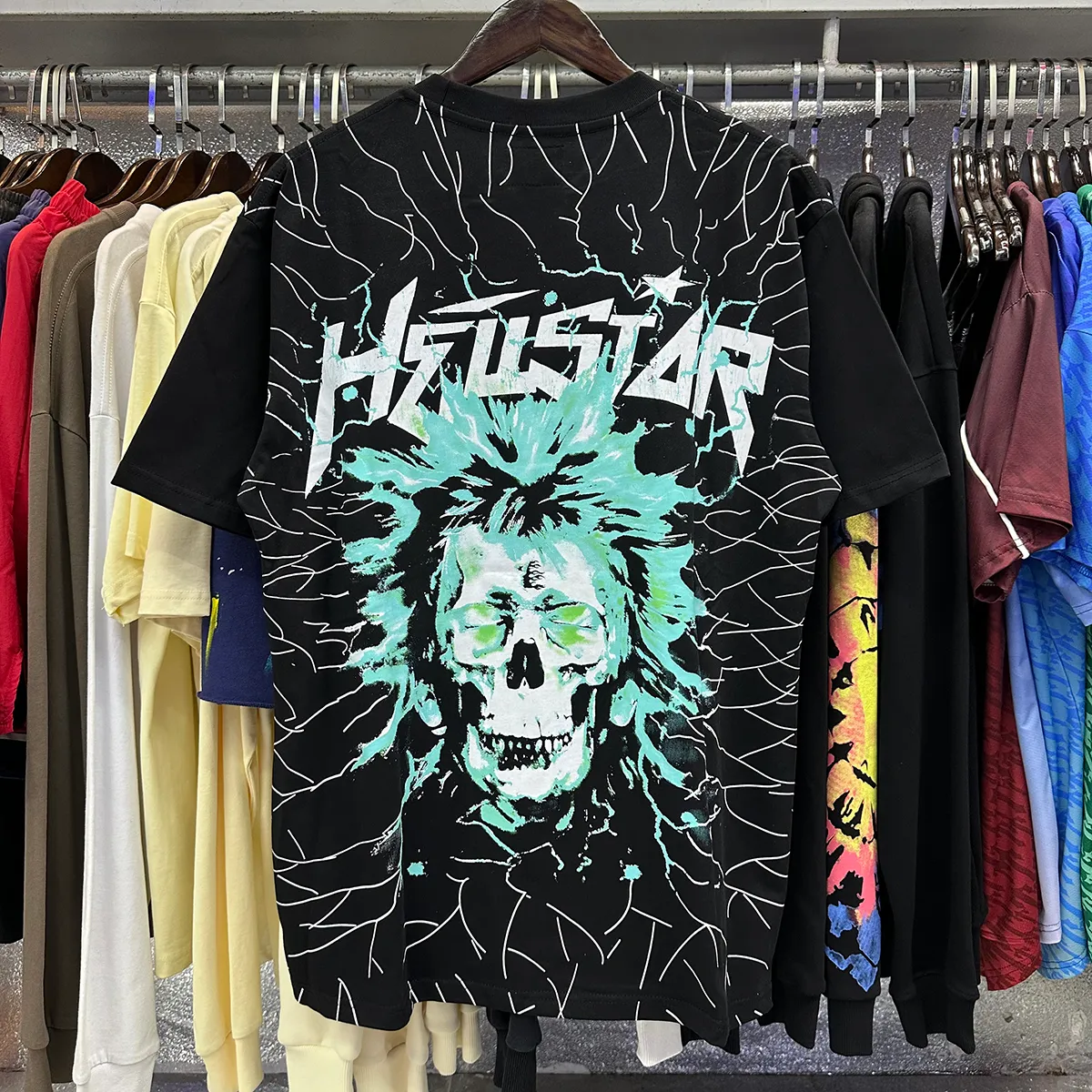 Nuova maglietta hellstar Maglietta HELLSTAR Uomo Donna Abiti firmati Cartoon Graphic Punk Rock Top Summer High Street Streetwear