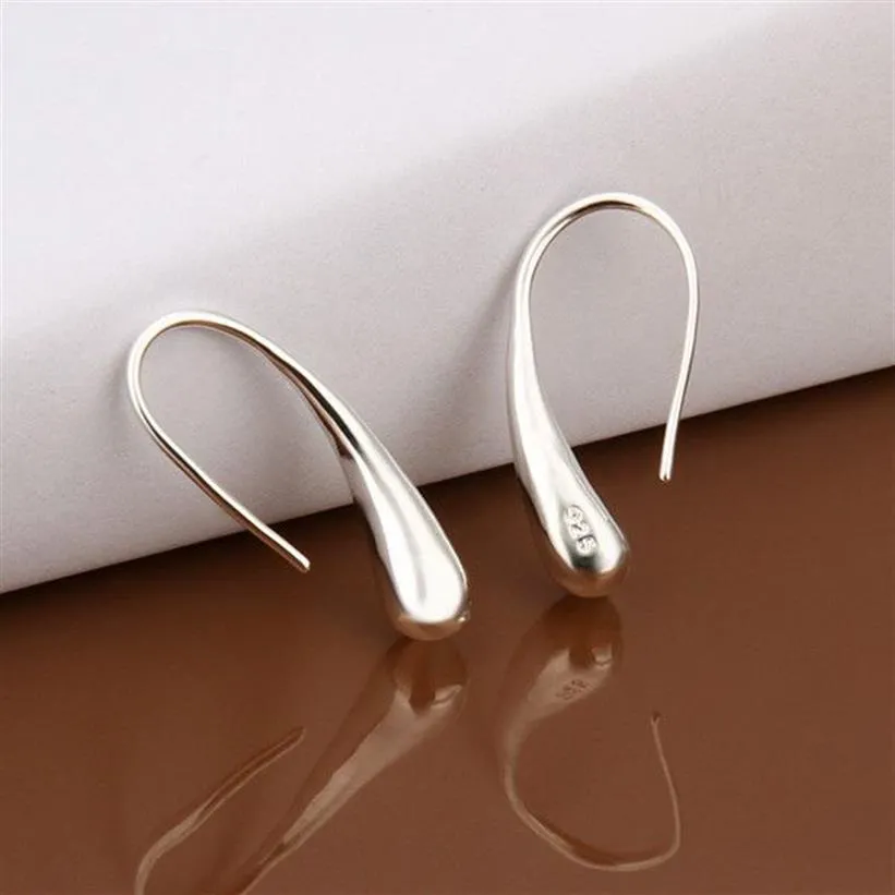 Brand new sterling silver plated Water droplets ear hook DFMSE004 women's 925 silver Dangle Chandelier earrings 10 pairs a lo285v