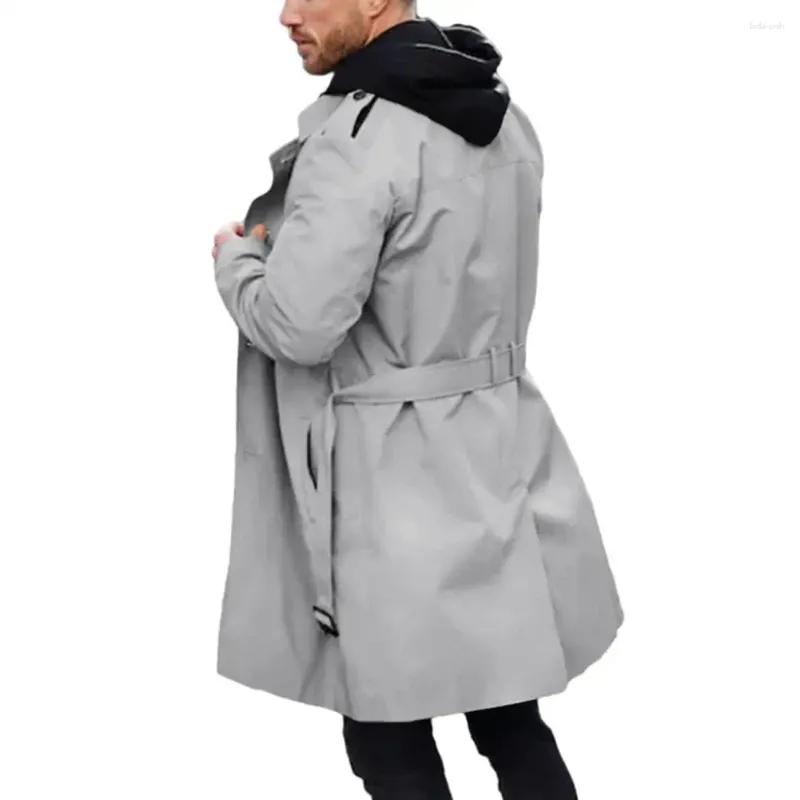 Мужские тренчи, мужские пальто с поясом, деловая двубортная куртка средней длины, стильный длинный облегающий костюм для осени/зимы