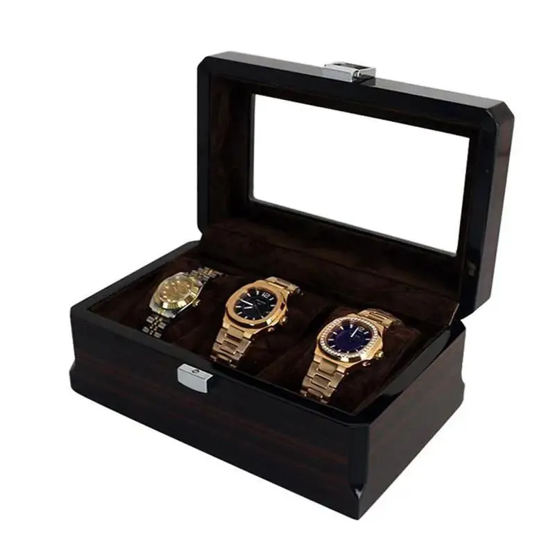 Rings 3 Slots Watch Display Box Bracelet Watch Boxes Wooden Watch Storage Box 3 Slot Watch Box Handmade Watch Roll Travel Case