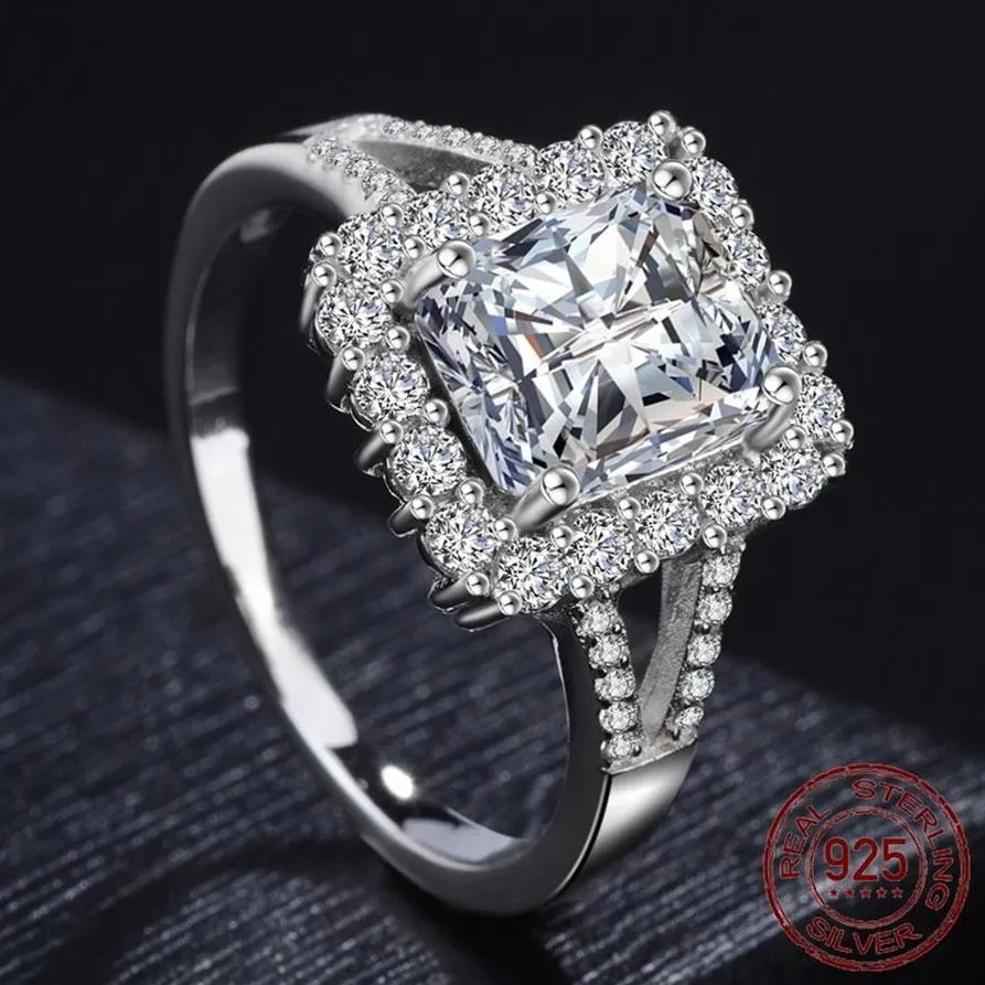 100% Natural 925 Sterling Silver Ring Square 8 10mm CZ Diamond Wedding Engagement Ring Fine Jewelry Gift For Women XR084206f