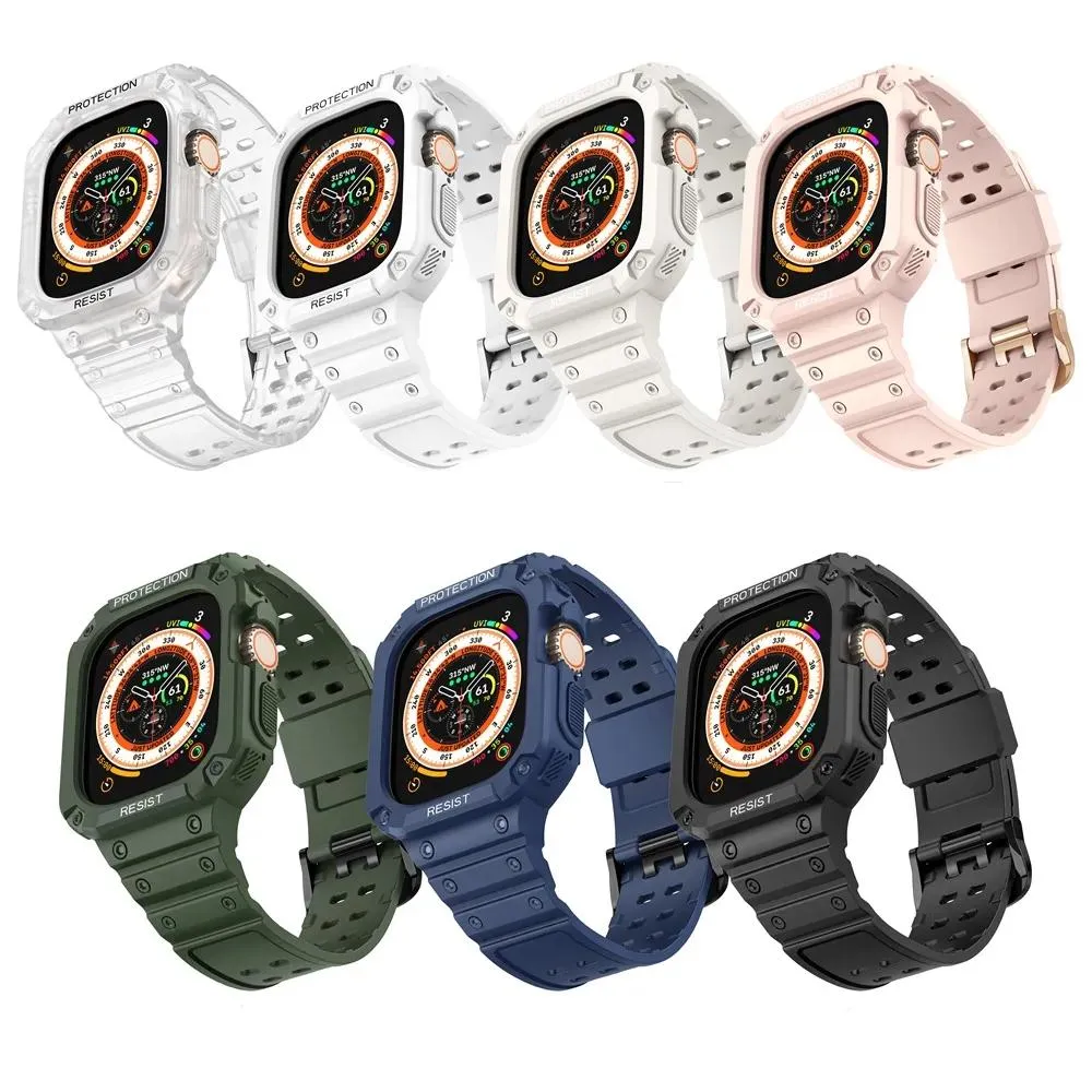 Apple Watch Band Ultra 49mmブレスレットCorrea Sports Rugged Case IWATCH ULTRA 49リストバンドのケース付きSTRAPS 2 IN 1 TPUストラップ