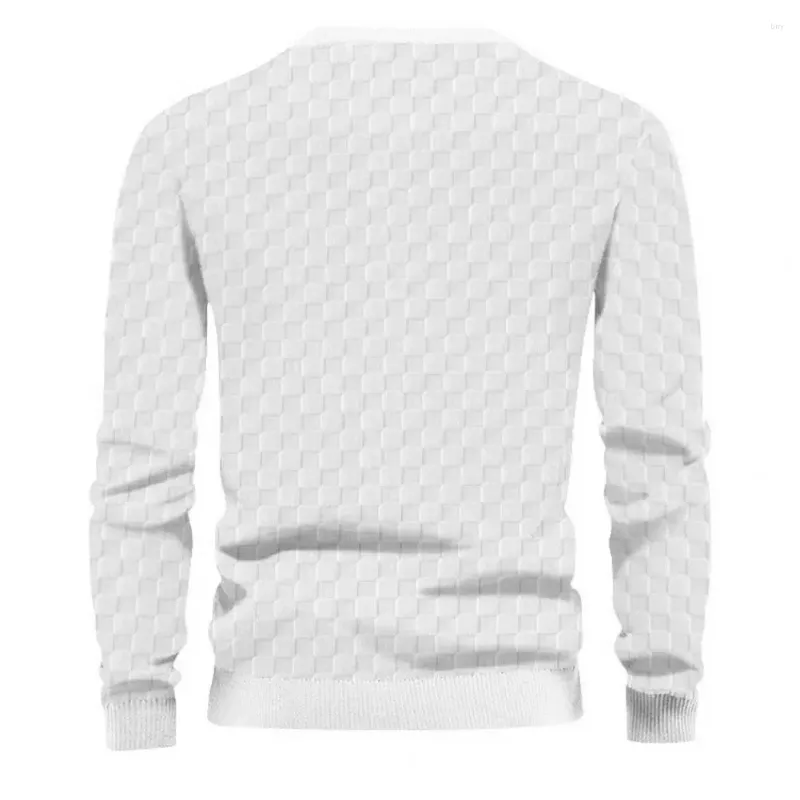 Herrenpullover Rundhals-Langarmoberteil Kariertes Muster Pullover für Männer Locker sitzendes T-Shirt mit elastischem Bündchen Weicher, dicker Herbst