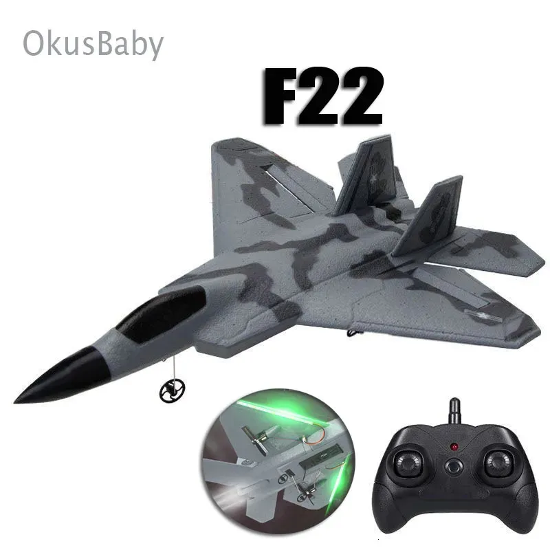 Powietrza wojownika F22 Raptor zdalne sterowanie samolotem stały Swiding Slider Antifall Floam Electric RC Model Airplane Zabawa z nocnym światłem 231229