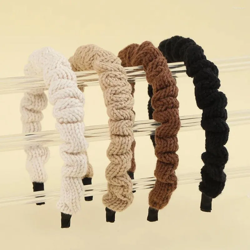 Hair Accessories 10pcs/Lot 15mm Vintage Handmade Wool Hairbands Winter Warm Baby Girls Women Knitting Headbands 4 Colors