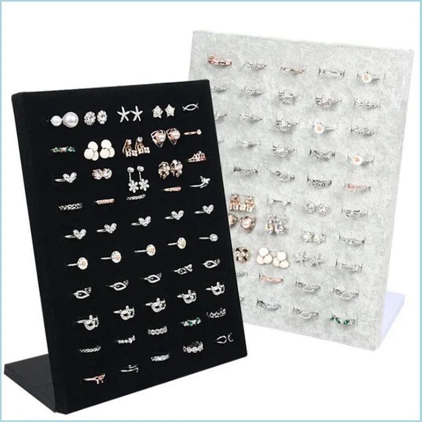Jewelry Stand Black Gray Veet Display Case Jewelry Ring Displays Stand Board Holder Storage Box Plate Organizer 1241 E3 Drop Deliv229u