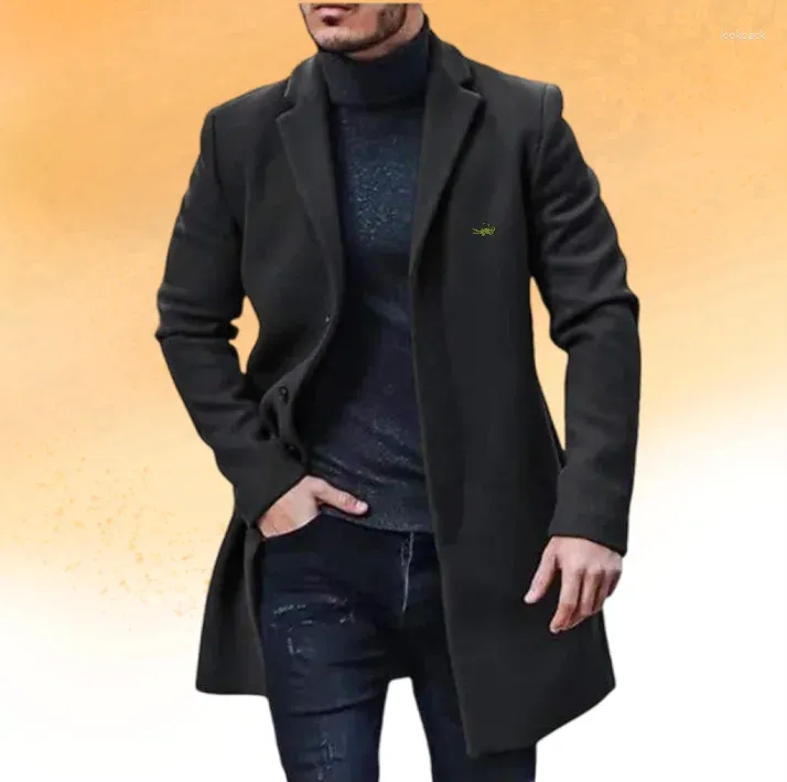 Men's Trench Coats 2023 Arrivals Wool Coat In Classic British Style With Single Button Closure