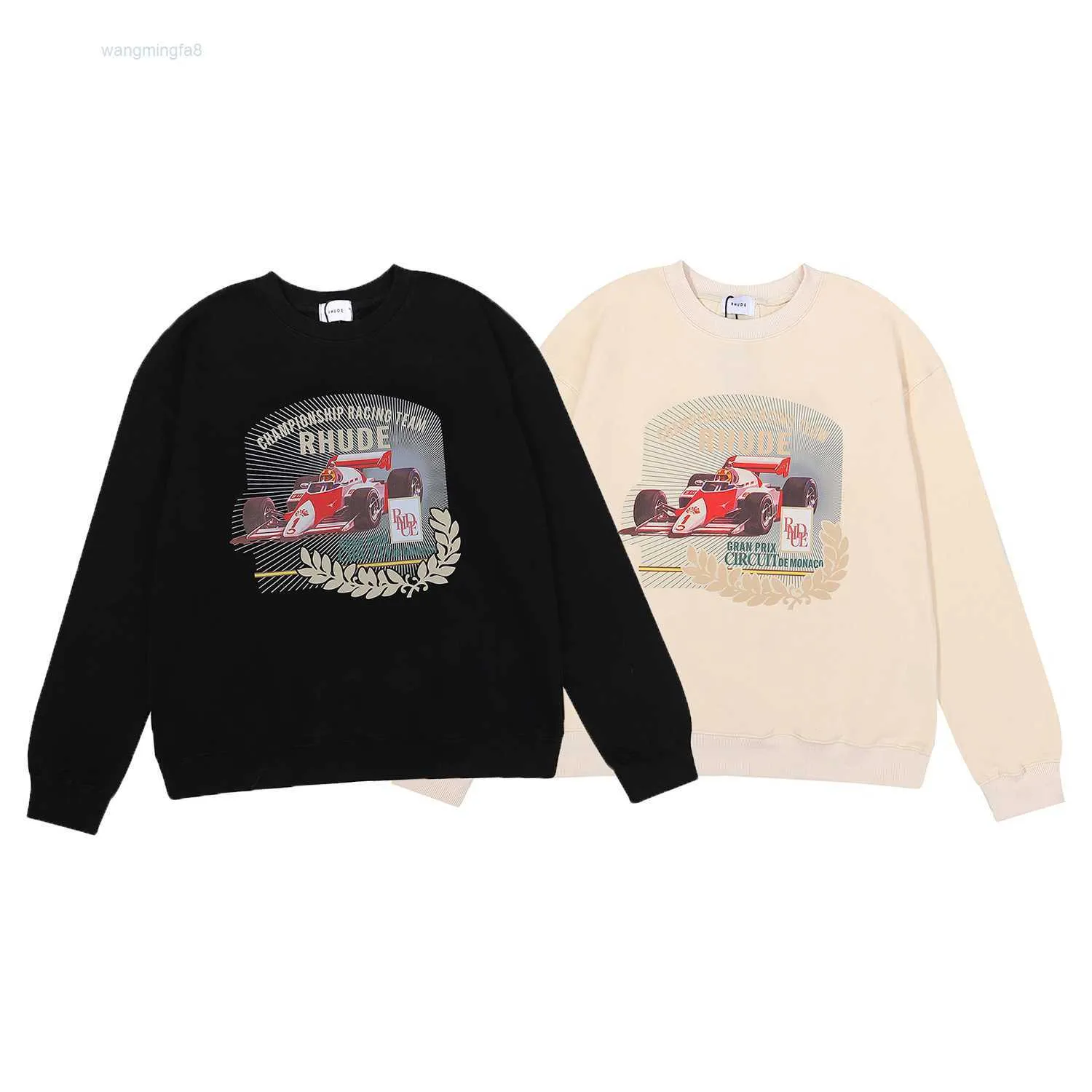 2024 Nya Modelmen's Sweatshirts Men's 2022 American Fashion Brand F1 Racing Car HD Pure Cotton Terry Hip and Women Round Neck tröja