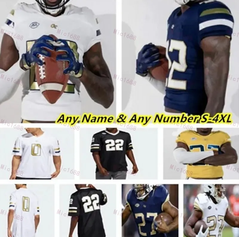 Georgia Tech GT College voetbalshirts Jeff Sims Dontae Smith Hassan Hall Dylan McDuffie Nate McCollum Malachi Carter Malik Rutherford E.J. Jenkins Ayinde Eley