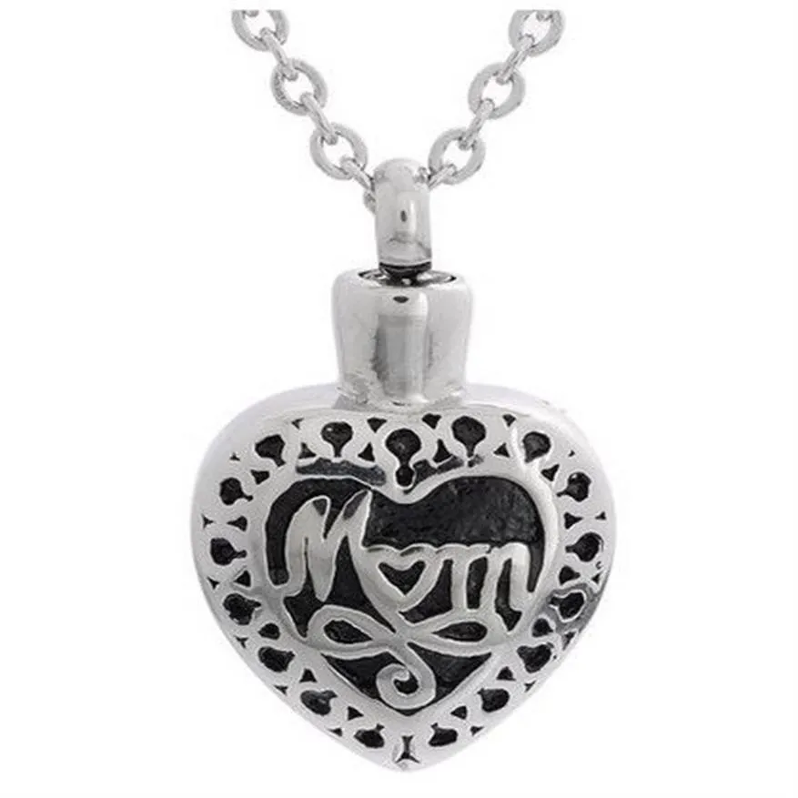 Lily Bijoux de crémation en acier inoxydable étanche avec pendentif en forme de cœur pour maman, pendentif souvenir de cendres commémoratives avec un sac cadeau 242 g