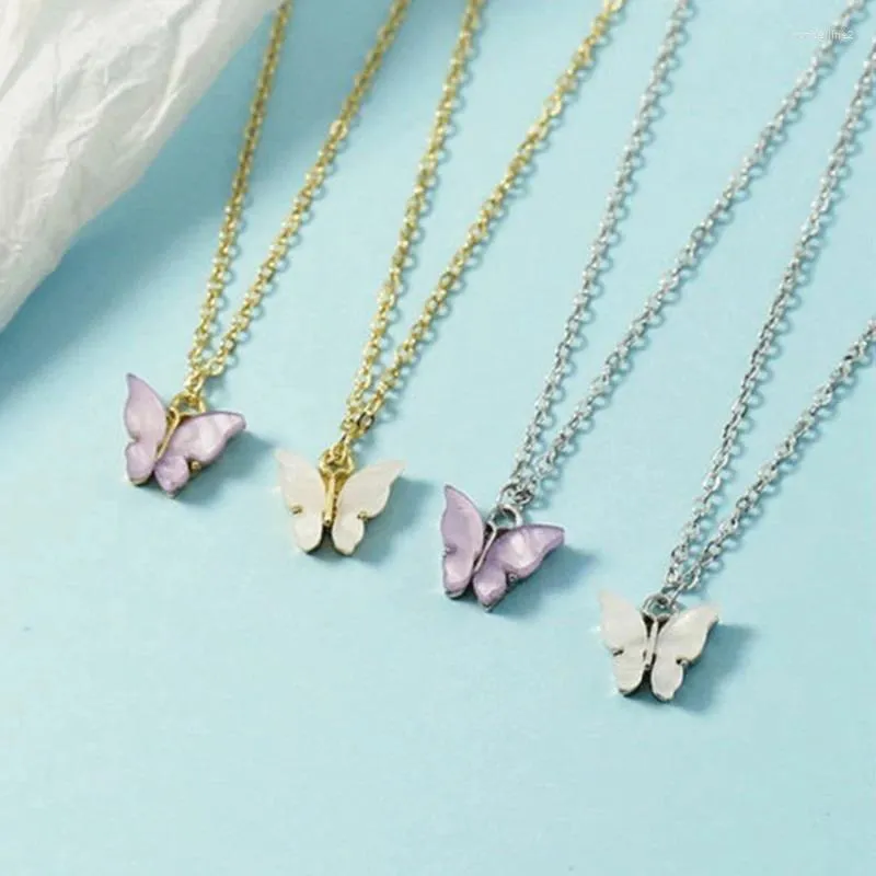 Choker 1PC Simple Cute Butterfly Necklace Female Temperament Collarbone Chain Trend Pendant Jewelry For Women