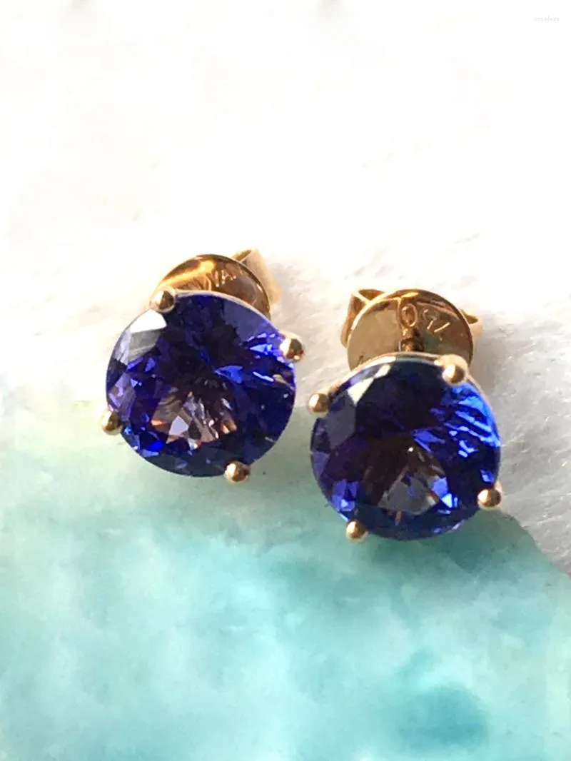 Stud Earrings Natural Tanzanite Rose Gold For Women 2023 Vintage 18K Rare Exquisite Earring Female Fashion Jewelry