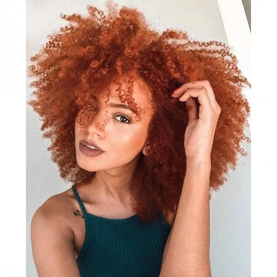 Peruker peruca cosplay orange/auburn color afro kinky curly spets front peruker syntetiskt hår 13x4 kort bob spets frontala peruker för kvinnor före