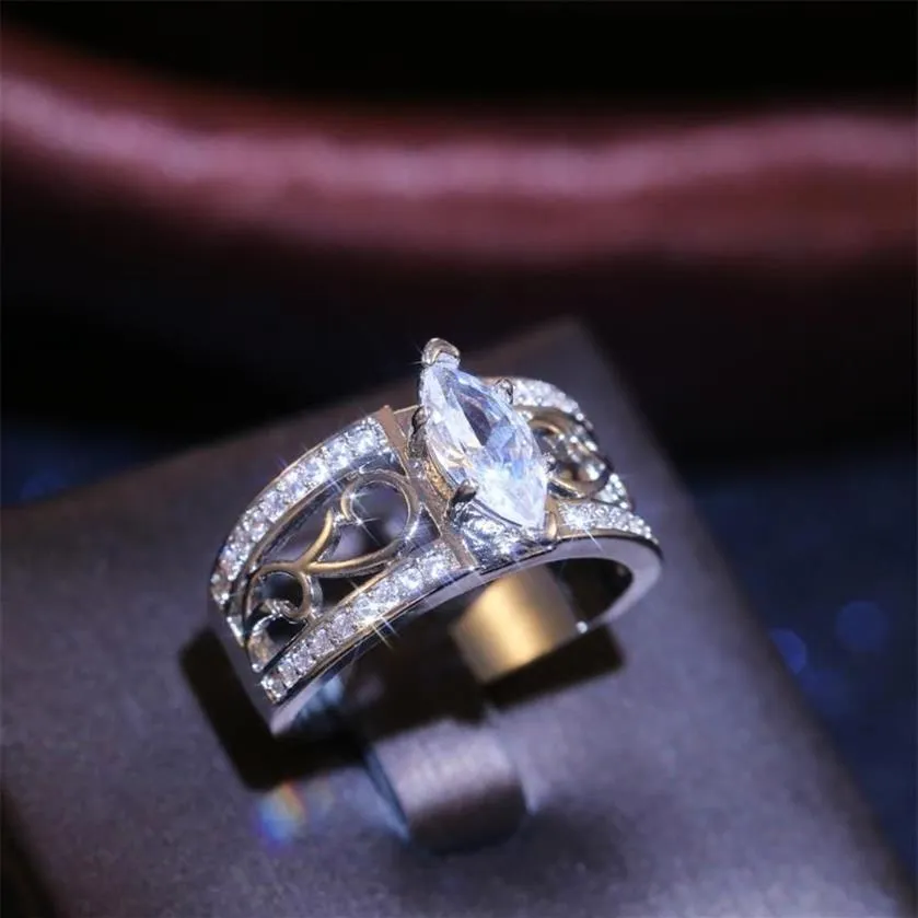 Обручальные кольца CAOSHI Винтажный стиль с полым узором Дизайнерское кольцо для женщин Благородный темперамент Маркиза Цирконий Ювелирные изделия Высокое качество319z