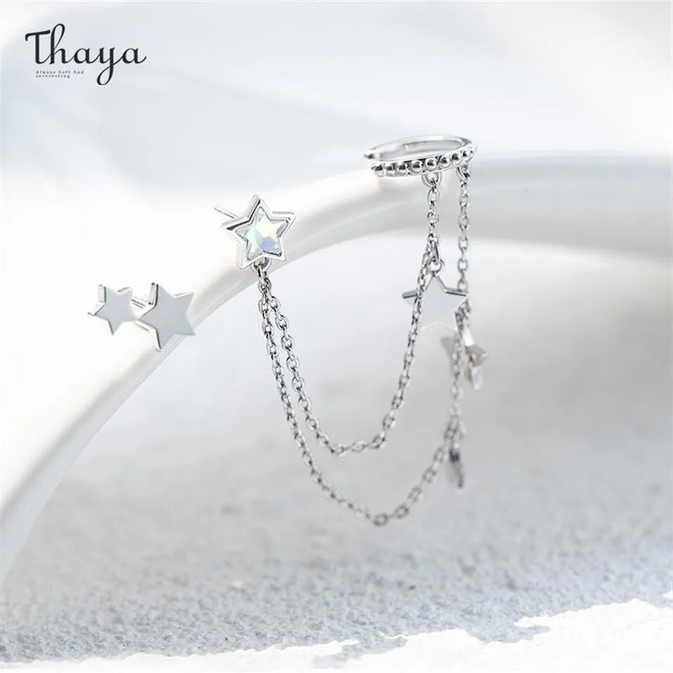 Pendiente colgante de estrella de Color plateado Thaya para mujer con cadena, pendientes de cristales de color púrpura claro, joyería fina elegante de alta calidad 2202142693