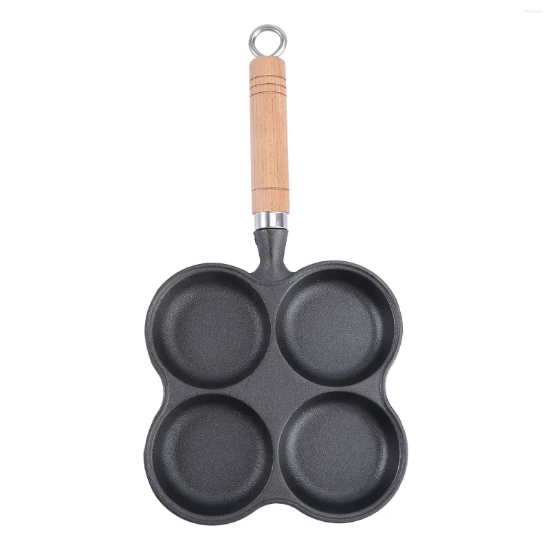 Pannor Egg Frey Pan Cast Cooker Nonstick Pancake Four Holes Omelette till Breakfast