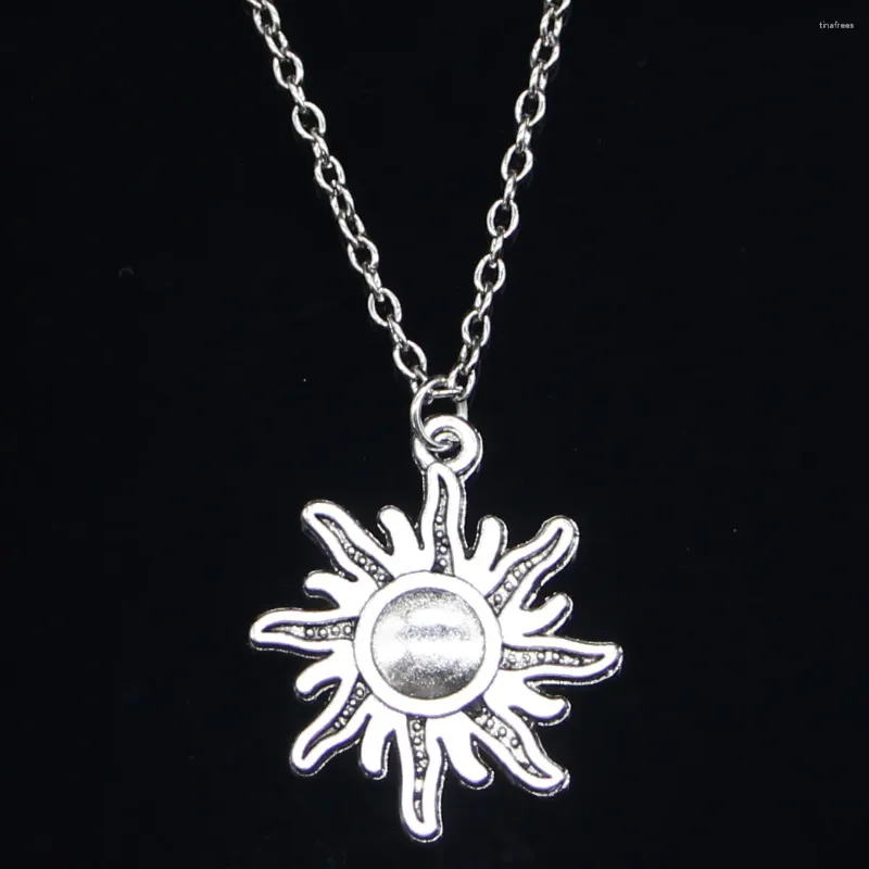 Chains 20pcs Fashion Necklace 28x25mm Sun Sunburst Pendants Short Long Women Men Colar Gift Jewelry Choker