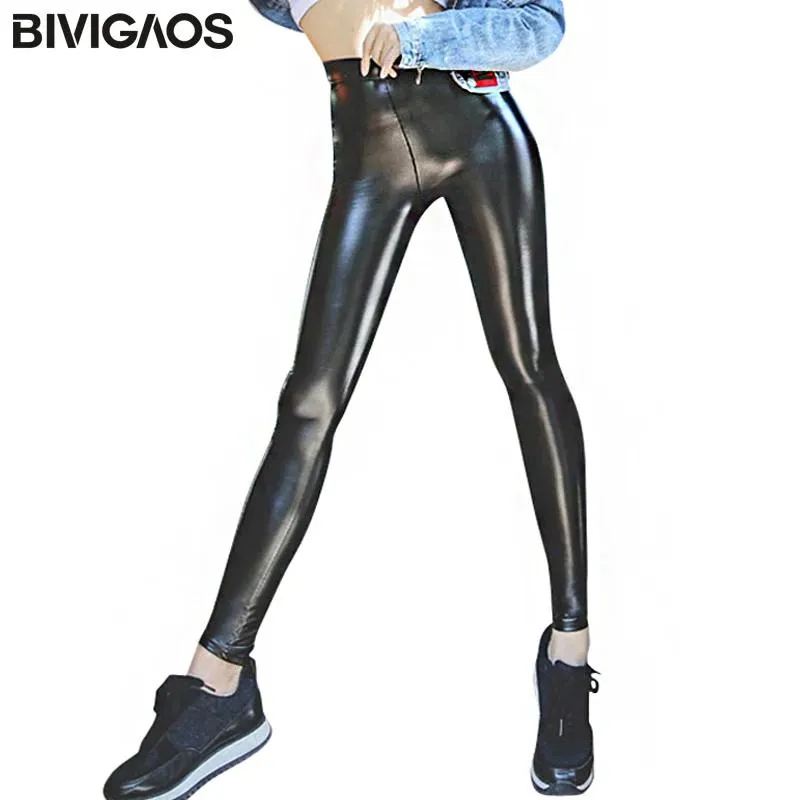 Capri Bivigaos Vrouwen Herfst Zwart Pu Lederen Legging Broek Veet Dikke Warme Legging Slanke Sexy Push Up Legging Skinny Broek vrouwen