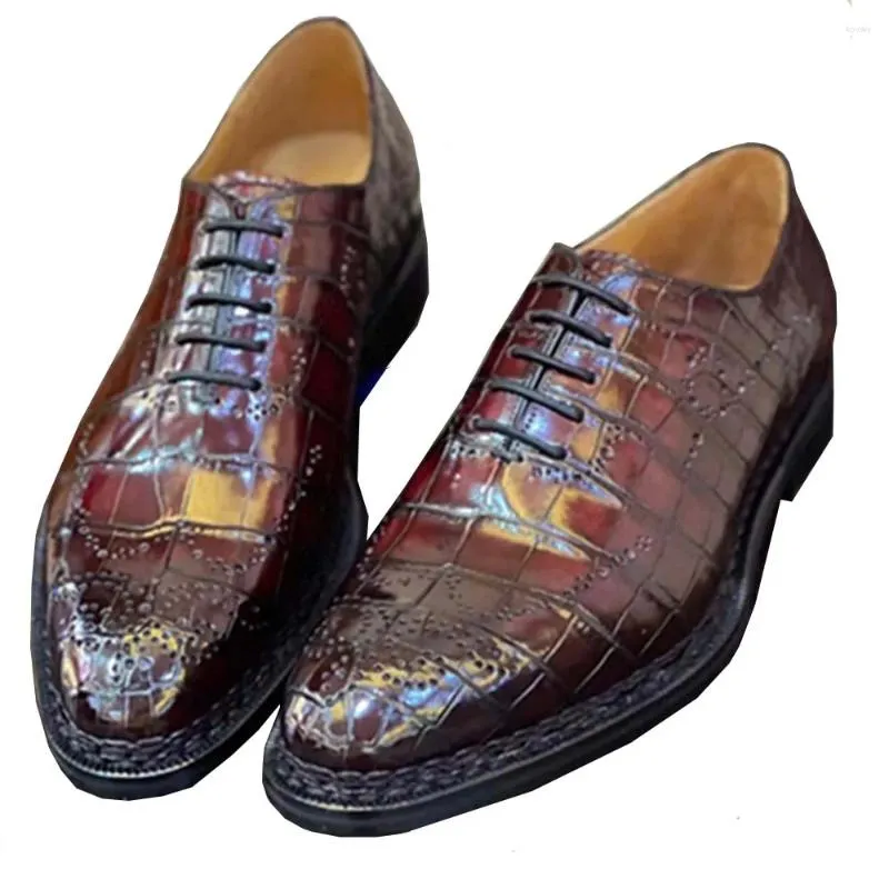Sapatos de vestido Leimanxiniu Crocodilo Homens Formal Handmade Sapato de Couro Real para Masculino