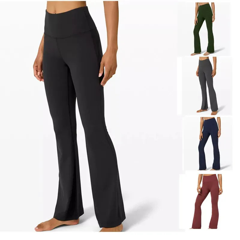 Yoga Pants Lululemens Womens Leggings Pants Women kläder i full längd Skinny Flare 5 Färger Tillgängliga elastiska midja Designer Kläder Kvinnor Leggings Designer Pants Pants