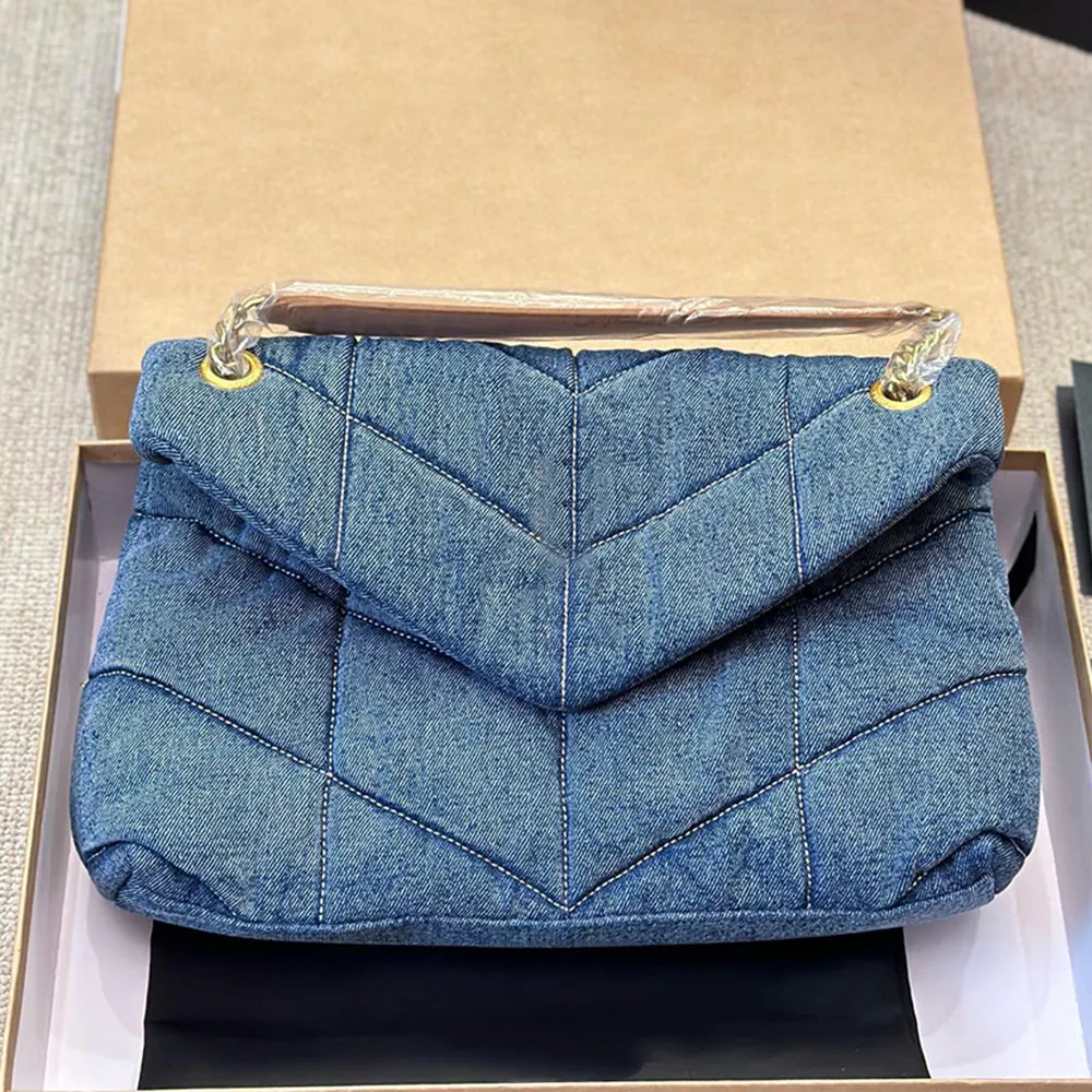 Puffer Bags Luxury Designer fashion Cowboy canvas shoulder bags hand bag quilted clutch Women chain strap envelope fashion gift Highquality shopping