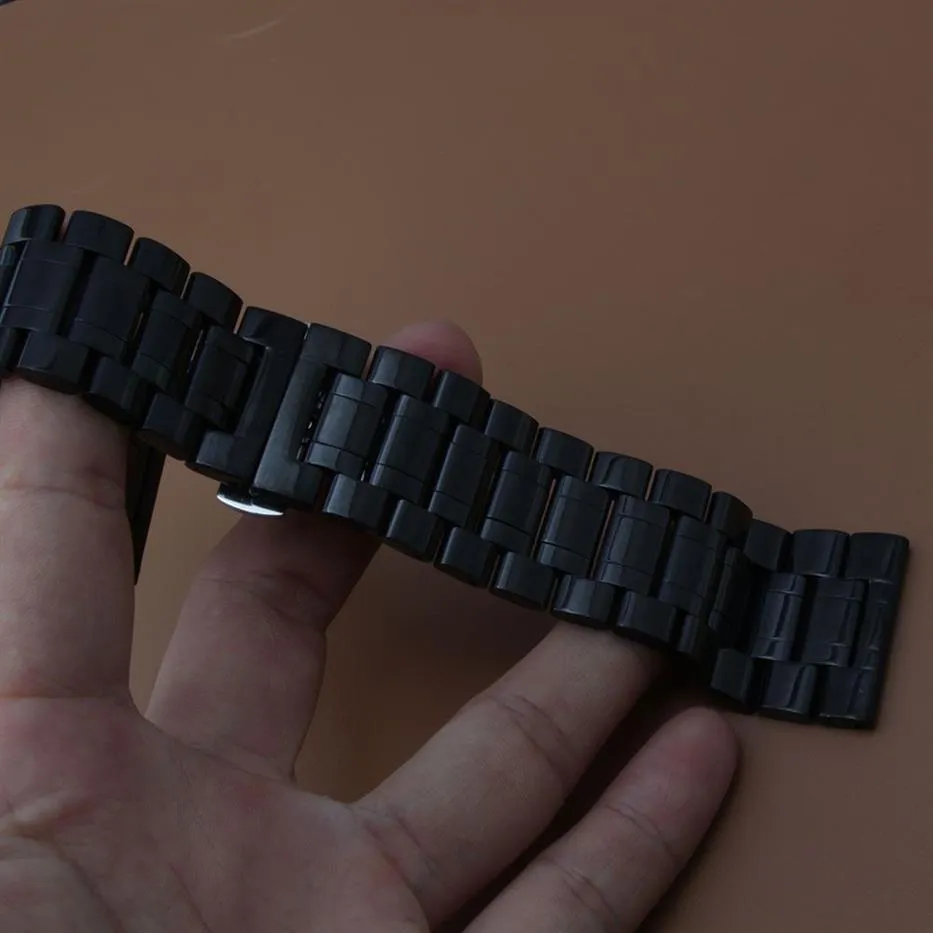 High Quality Watch Bracelet Watchband 22mm 24mm 26mm 28mm 30mm Black Stainless Steel Watch Band New Watch Straps Butterfly buckle 194c