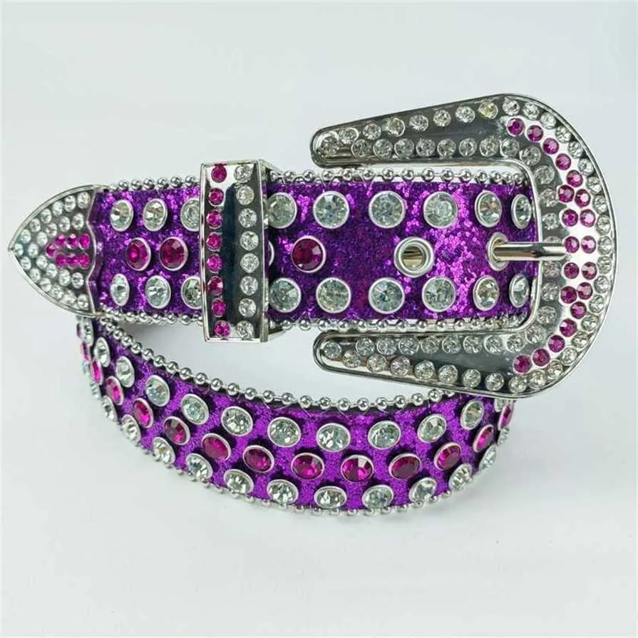 Ceinture de styliste pour hommes et femmes, nouvelle taille brillante, enchantement violet, 55%