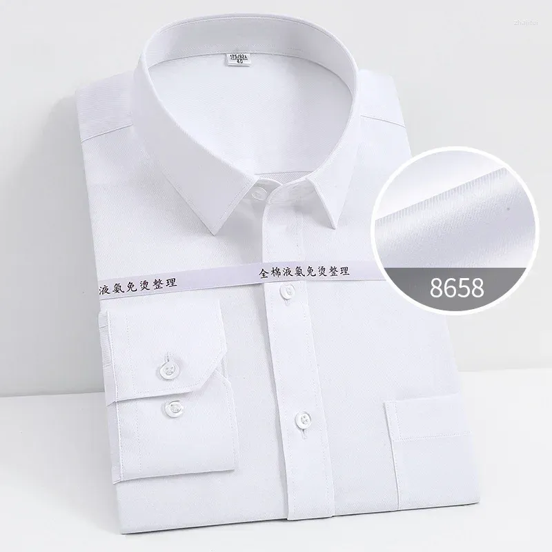 Erkekler Elbise Gömlek Düğmesi Gömlek Sıvı Amonyak Anti Kırışıklık Anti Longsleeve Erkekler Beyaz İş İnce Fit
