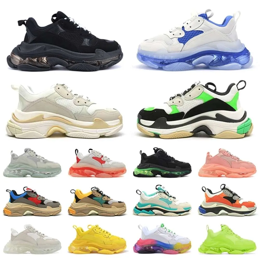 Triple s for Men Casual Shoes Designer Platform Clear Sole Black White Grey Red Pink Blue Green Mens Trainers Tennis