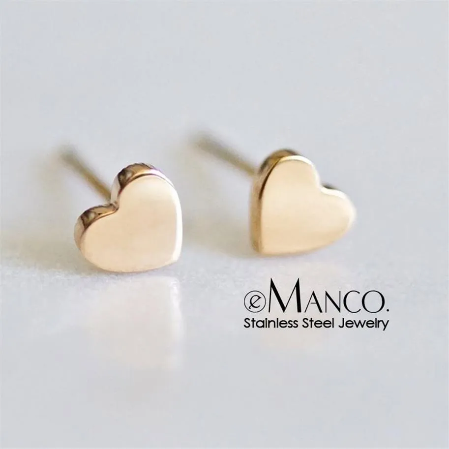 e-Manco Trendy Stainless Steel Earrings Minimalist Small Heart Love Earrings Korean Style Stud Earrings for women Y200323299S