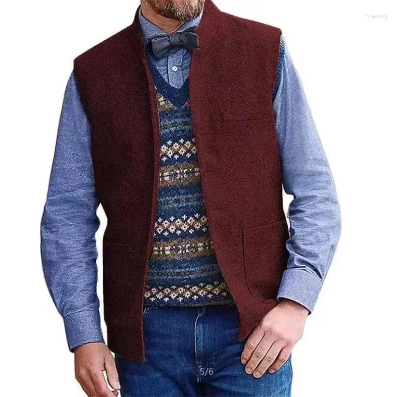 Männer Westen 2023 Herbst/Winter Casual Lose Fit Große Mode Vielseitig Solide Stehkragen Trend Einfache Weste