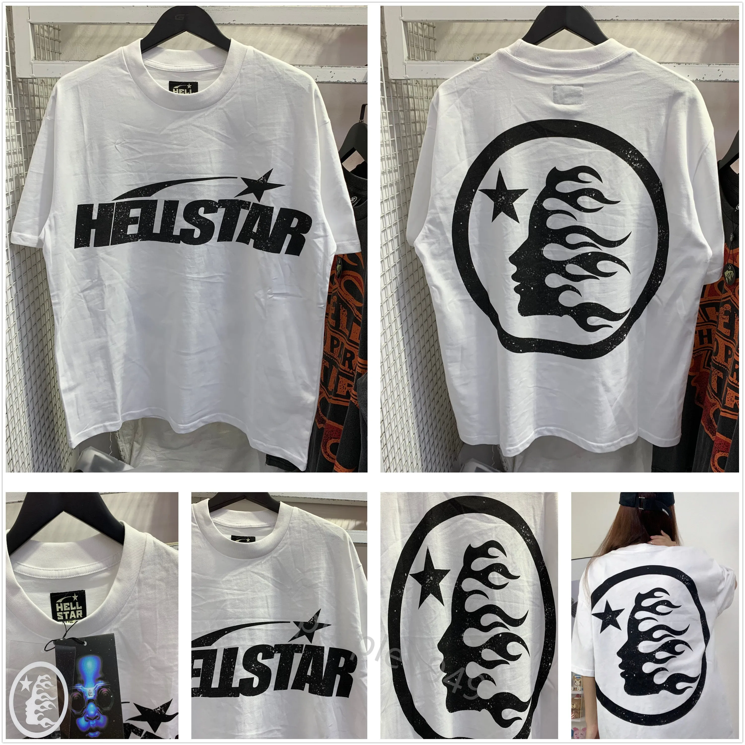 hellstar skjorta t shirt grafisk tee mens designer skjortor kläder hipster tvättade tyg gödsel graffiti bokstäver folie tryck vintage sommar bomull löst montering cm