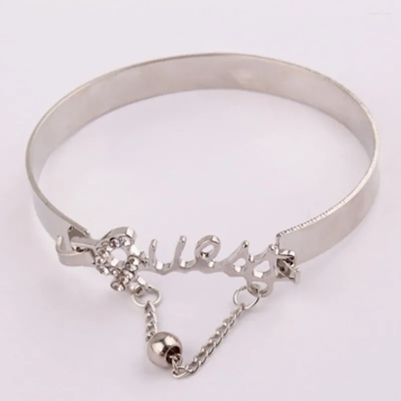 Bangle Women Fashion Jewelry Love Exquisite Bracelet Trendy Accessory Rhinestone Decor Stylish Hand Chain Ring Drop